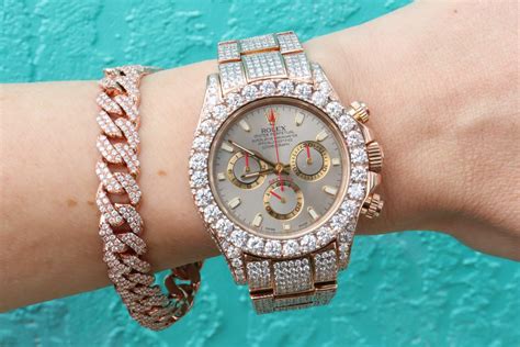 iced out rolex women rose gold|iced out Rolex for sale.